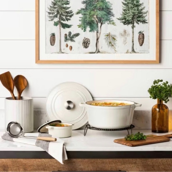 Hearth & Hand with Magnolia Enameled Cast Iron Dutch Oven Cream 0.5qt - Picture 3 of 6